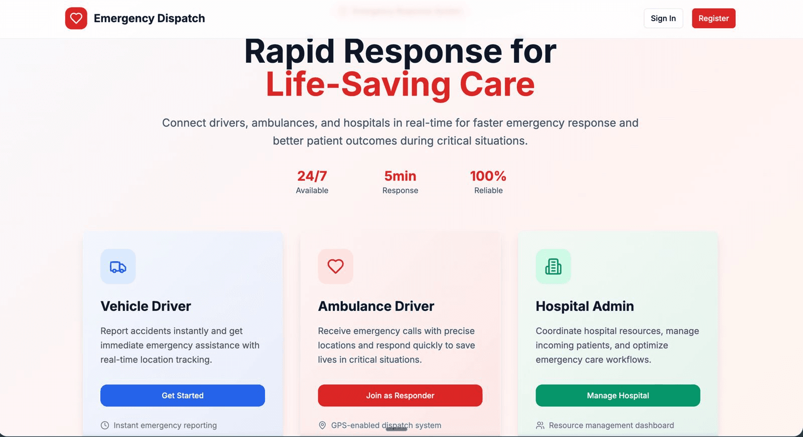 Real-Time Ambulance Dispatch System (completed)